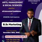 Trinity University Yaba – BSc. Marketing Admission 2025/26 | Apply Now
